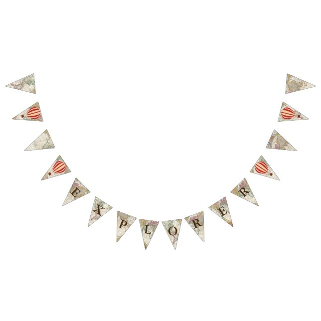 Adventure Hot Air Balloons Explorer & World Map Bunting Flags (All)