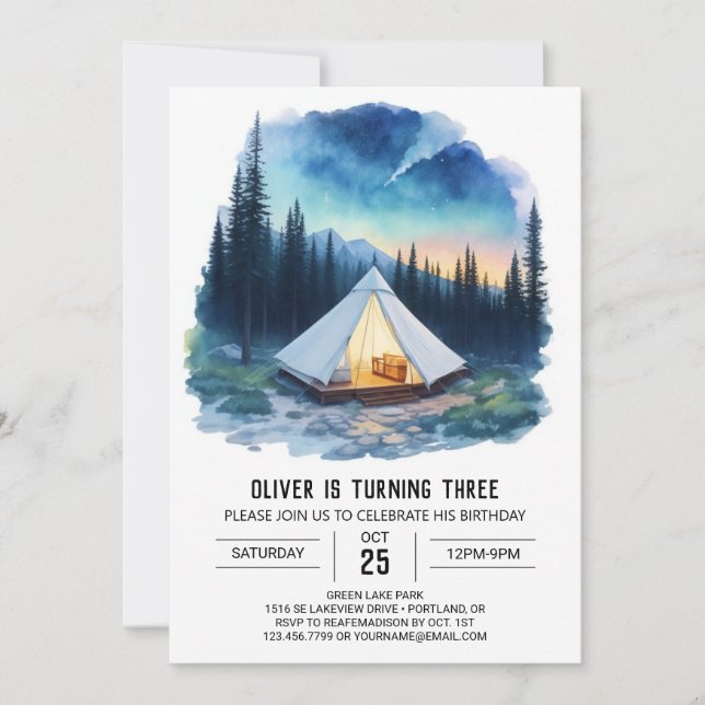 Adventure in the Woods Birthday Invitation (Front)