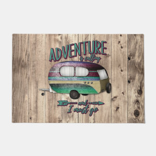 Adventure Is Calling And I must Go Mint Purple Cam Doormat