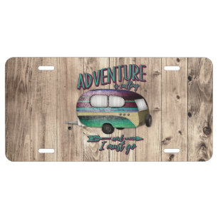 Adventure Is Calling And I must Go Mint Purple Cam License Plate