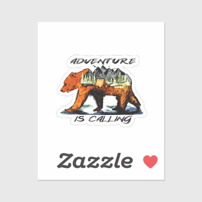 Adventure Is Calling - Bear Camping Woods Mountain Sticker (Sheet)