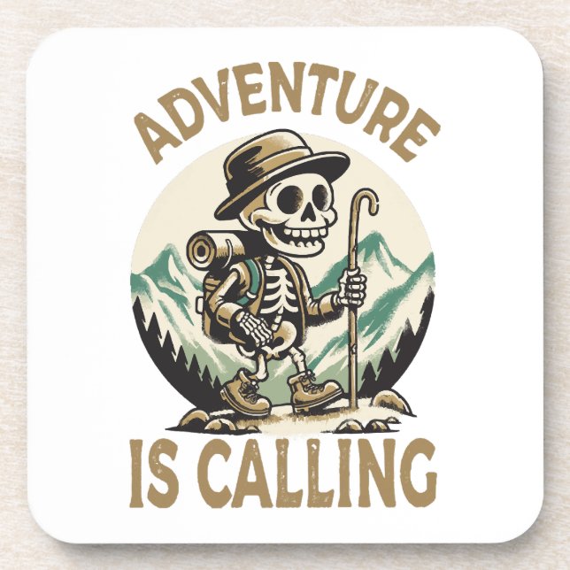 Adventure is calling beverage coaster (Front)