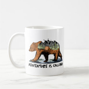 Adventure Is Calling Camping Bear Coffee Mug