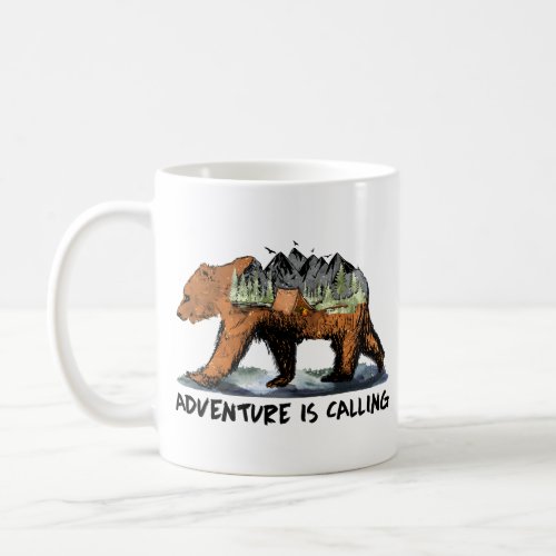 Adventure Is Calling Camping Bear Coffee Mug