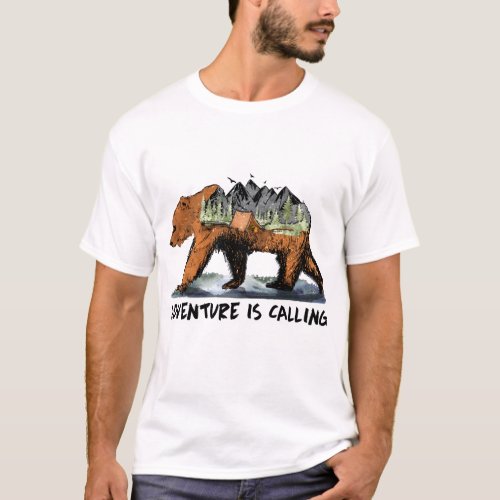 Adventure Is Calling Camping Bear T_Shirt