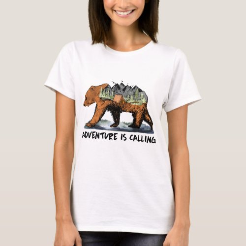 Adventure Is Calling Camping Bear T_Shirt