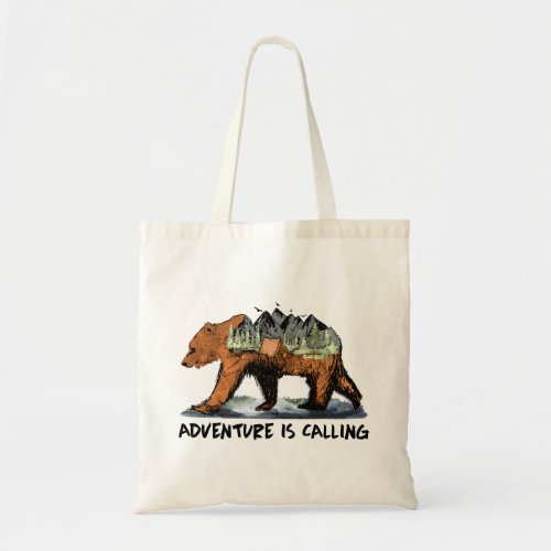 Adventure Is Calling Camping Bear Tote Bag