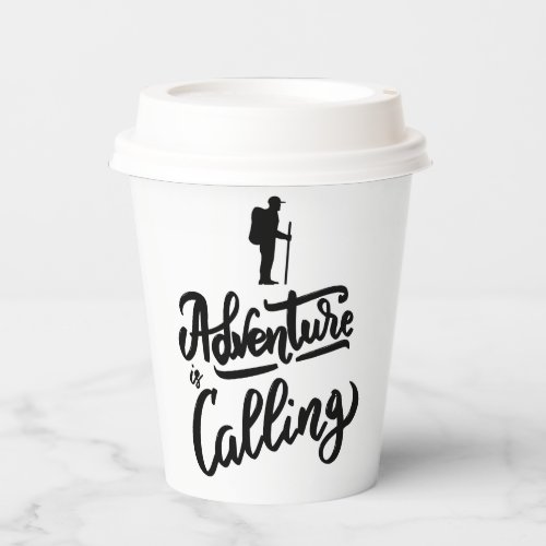 Adventure is Calling l Minimal Black  white  Paper Cups