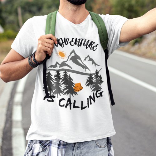 Adventure is calling Mountains Outdoors Camping T_Shirt