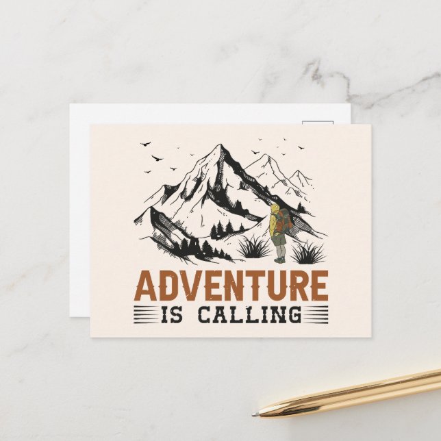 Adventure Is Calling Postcards (Front/Back In Situ)