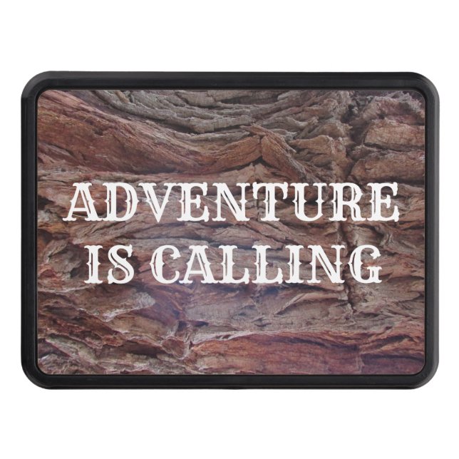 Adventure is Calling Red Brown Tree Trunk Boater Hitch Cover (Front)