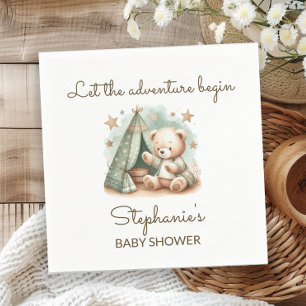 Adventure is Calling Teddy Bear Baby Shower Napkins