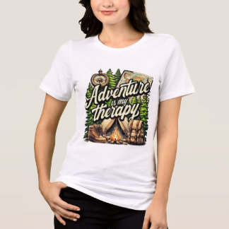 Adventure Is My Therapy Camping Hiking Outdoor Des Tri-Blend Shirt
