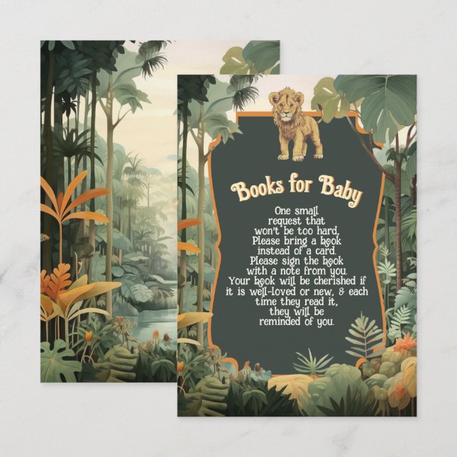 Adventure Jungle Animals Shower Books for Baby Invitation (Front/Back)