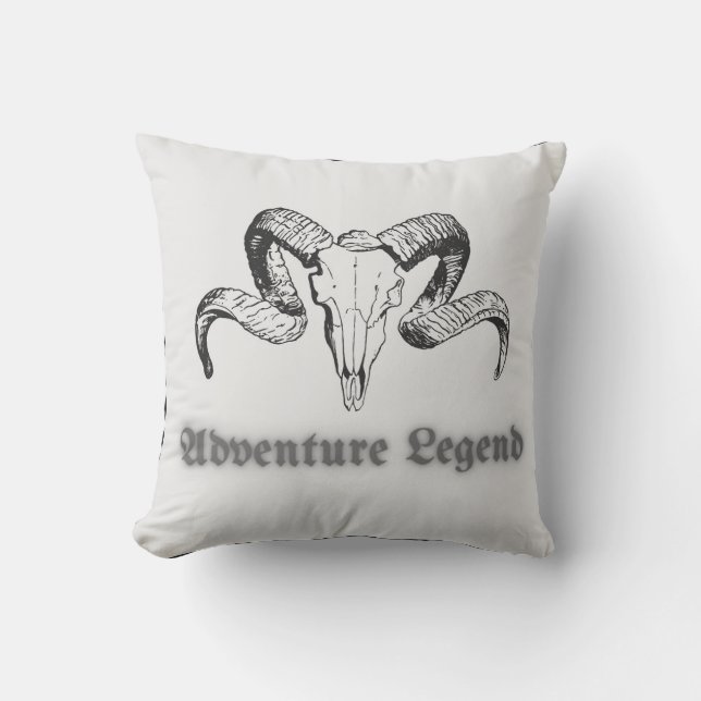 Adventure Legend – Ram Skull Gothic Emblem Throw Pillow (Front)
