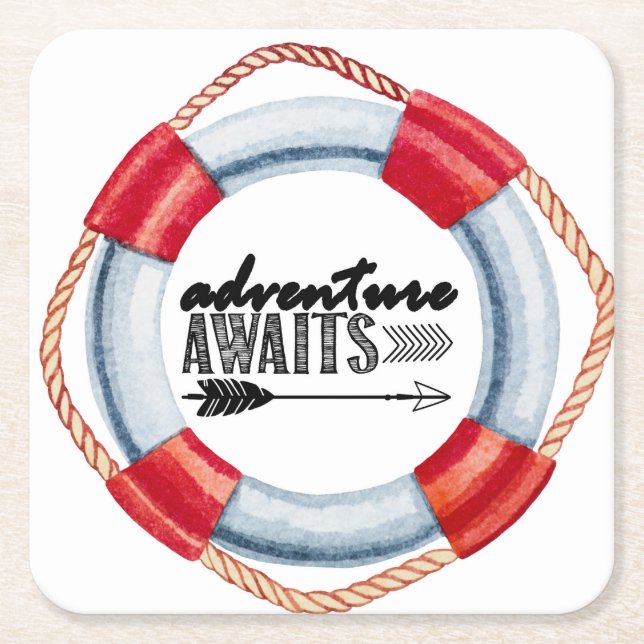 Adventure Life Ring Square Paper Coaster (Front)
