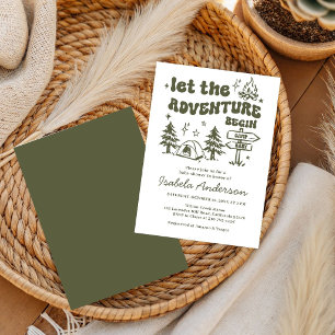 Adventure Little Camper Doodle boy baby shower Invitation