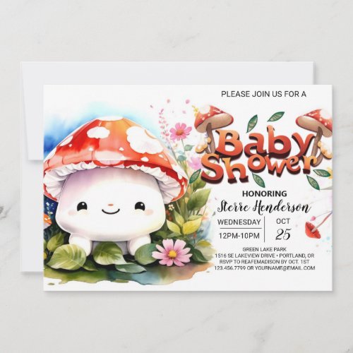 Adventure Little Mushrooms Baby Shower Invitation
