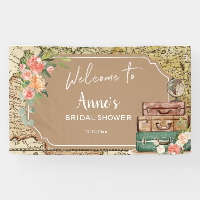 Adventure Map Bridal Shower Party Banner (Horizontal)