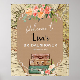 Adventure Map Bridal Shower Welcome Sign