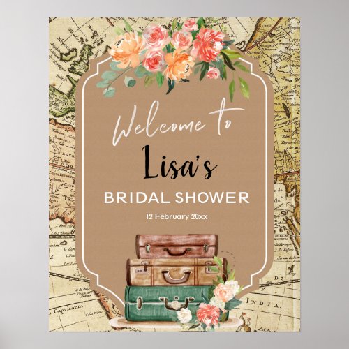 Adventure Map Bridal Shower Welcome Sign