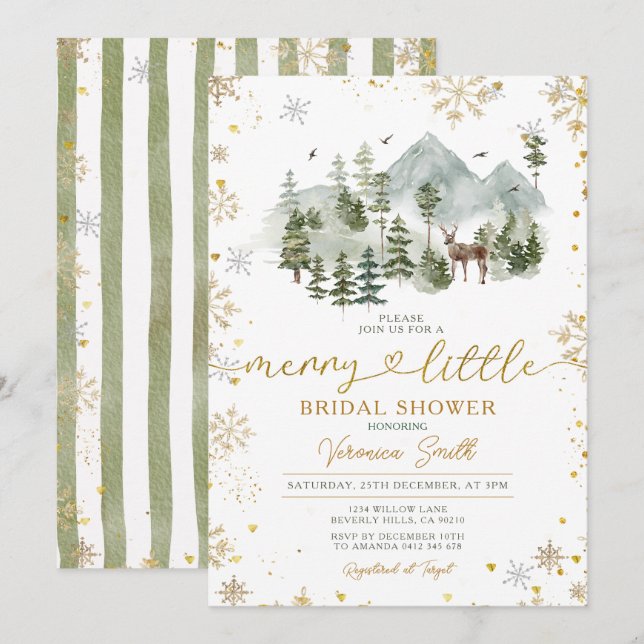 Adventure Merry Little Christmas Bridal Shower Invitation (Front/Back)