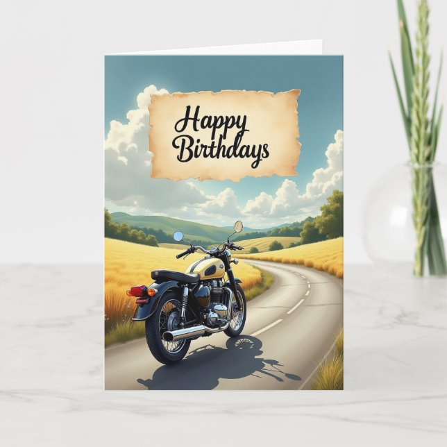Adventure Motorcycle Birthday Card (Front)
