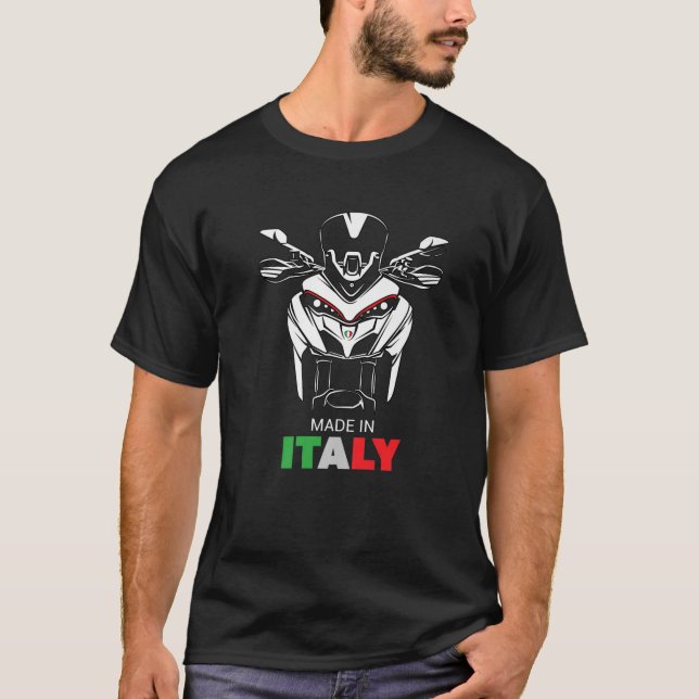 Adventure Motorcycle Rider Italian Flag Strada Bik T-Shirt (Front)