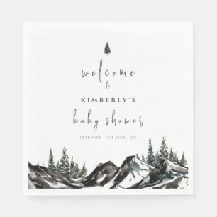 Adventure Mountain Forest Baby Shower Welcome Napkins