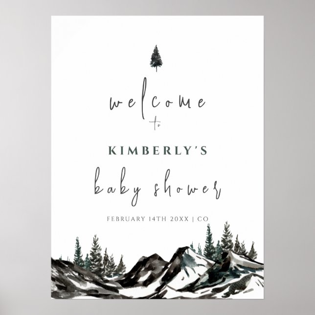 Adventure Mountain Forest Baby Shower Welcome Poster (Front)