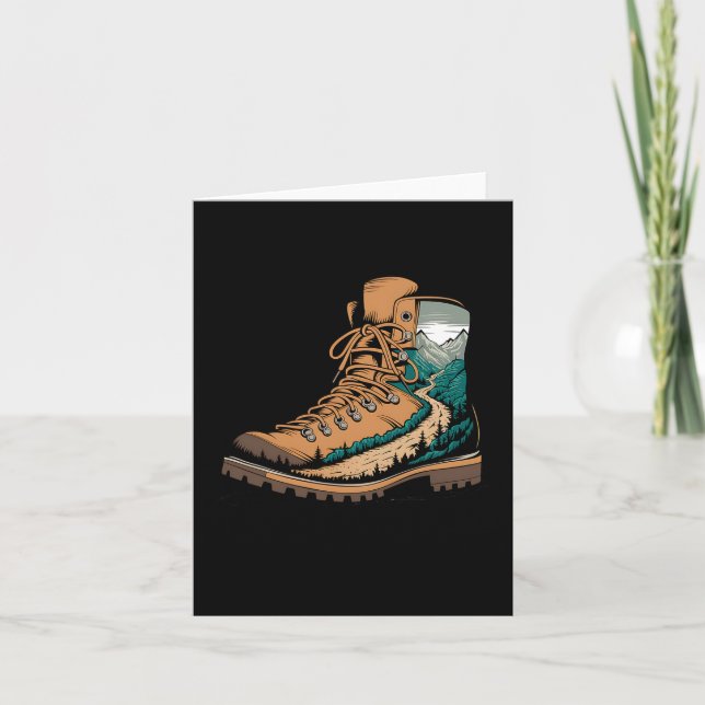 Adventure Mountain Hiking Boot Trail  Card (Front)
