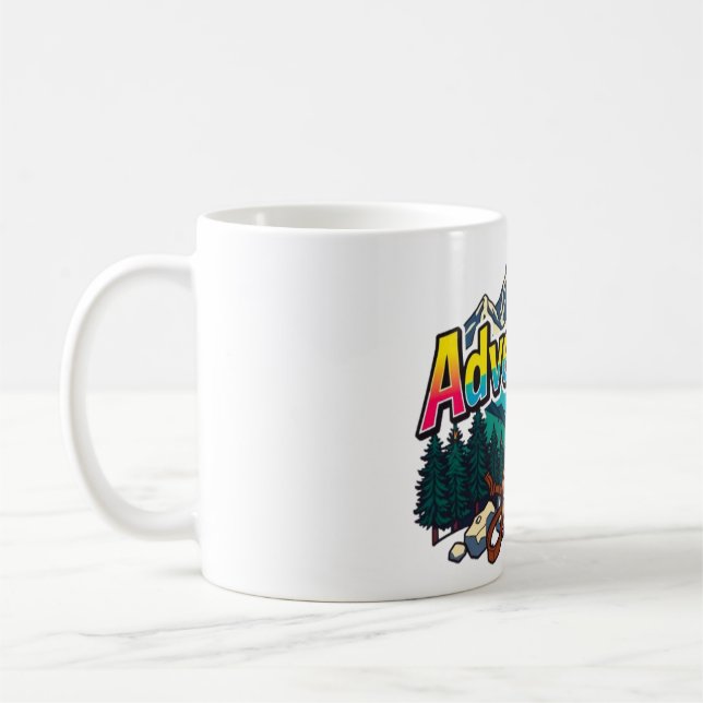 Adventure Mountain – Outdoor Hiking Nature Design  Coffee Mug (Left)