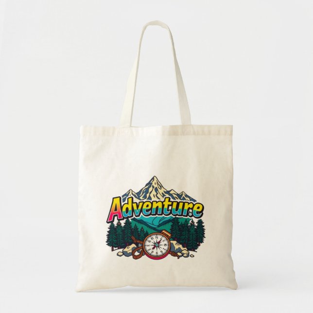 Adventure Mountain – Outdoor Hiking Nature Design  Tote Bag (Front)
