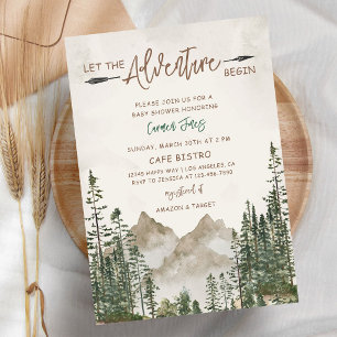 Adventure Mountain Pine Baby Shower Invitation