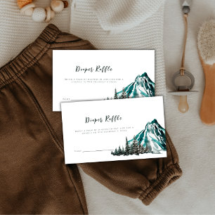 Adventure Mountain Pine Diaper Raffle Baby Shower Enclosure Card
