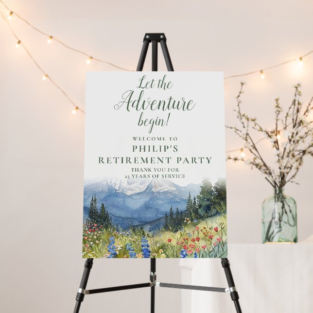 Adventure Mountain Retirement Party Welcome Sign (In Situ (Stand))