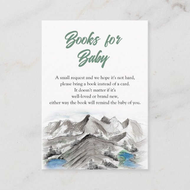 Adventure Mountains Baby Shower Books for Baby Enclosure Card (Front)