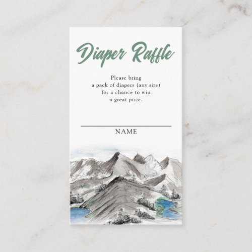 Adventure Mountains Baby Shower Diaper Raffle Enclosure Card