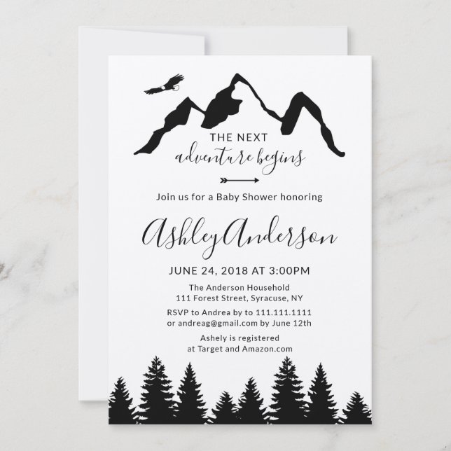 Adventure Mountains Forest Baby Shower Invitation (Front)