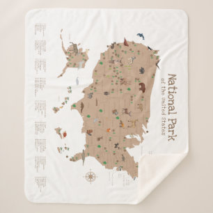 Adventure National Park Map Woodland Nursery  Sherpa Blanket
