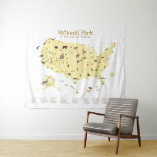 Adventure National Park Map Woodland Nursery Tapestry