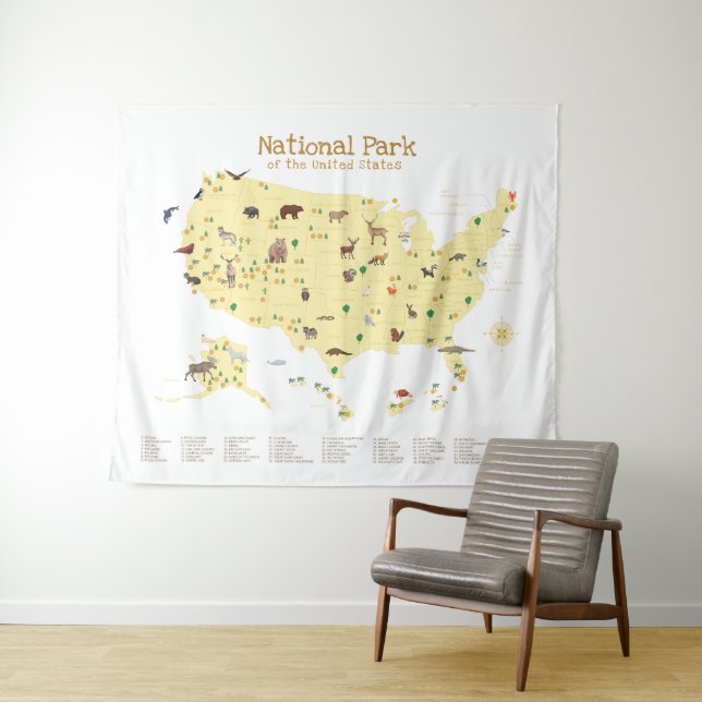 Adventure National Park Map Woodland Nursery  Tapestry (In Situ (Horizontal))
