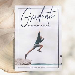 Adventure Navy Photo Graduation Announcement