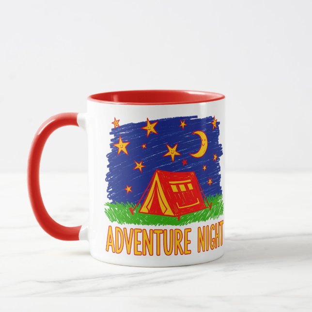 Adventure Night Camping Tent Kids Drawing Mug (Left)
