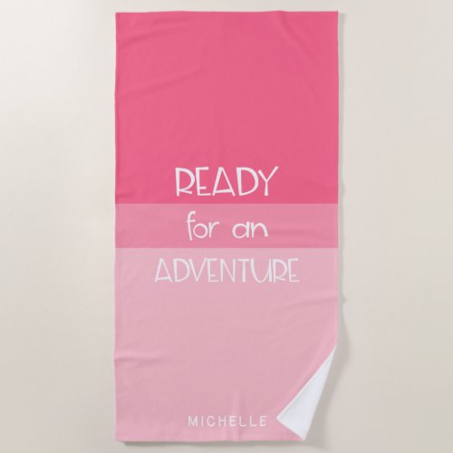Adventure Ombre Pink  Monogram Beach Towel