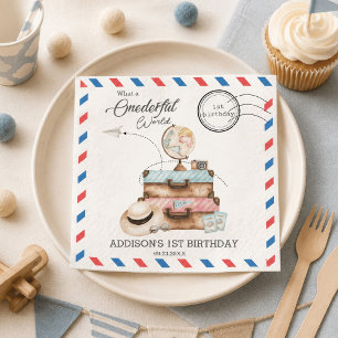 Adventure Onederful Travel Voyage Postage Mail Napkins
