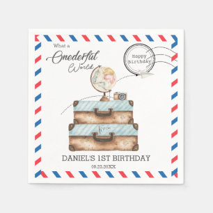 Adventure Onederful Travel Voyage Postage Mail Napkins