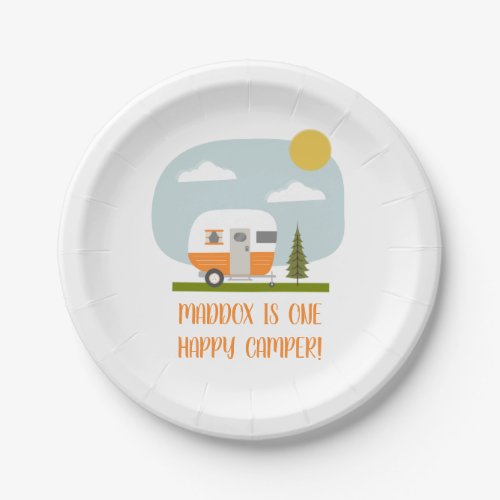 Adventure Orange Camper Birthday  Paper Plates