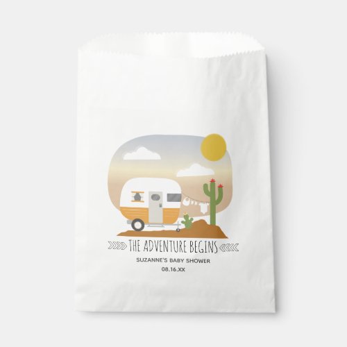 Adventure Orange Camper Clothesline Baby Shower  Favor Bag