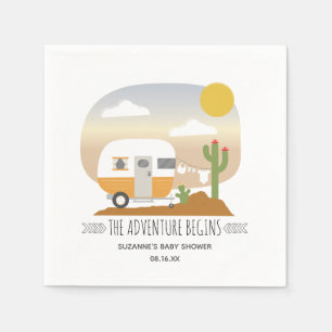 Adventure Orange Camper Clothesline Baby Shower Napkins